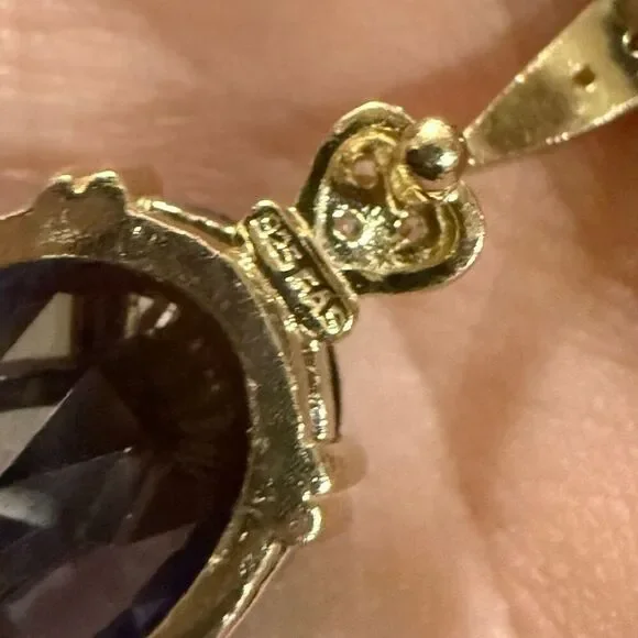 Oval Tanzanite 18mm x 13.5mm Pendant Necklace Gold Vermeil 18” Vintage Style - Picture 8 of 11